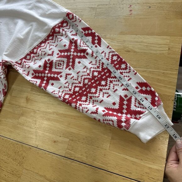 Spirit Jersey Vintage “Let It Snow” Red Snow Flakes Moose Fair Isle Shirt Size S - Picture 9 of 11